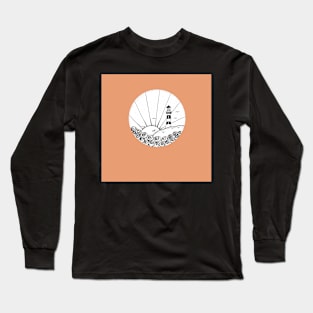 Whimsical Lighthouse Daylight Ink Illustration with a coral background Long Sleeve T-Shirt
